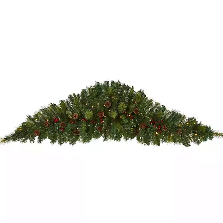 Online Pine and Berry LED Swag Christmas Wreaths