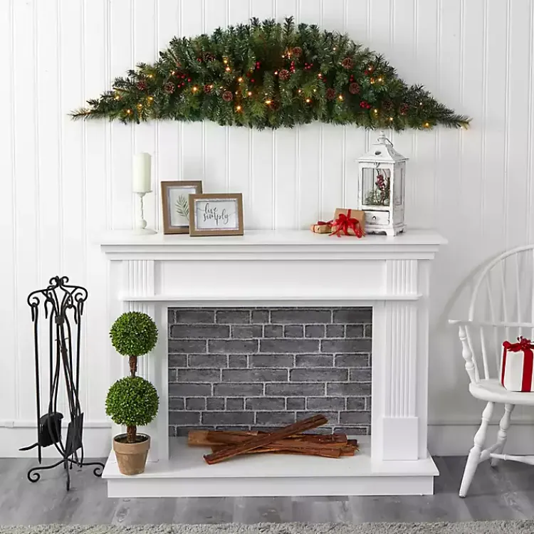 Online Pine and Berry LED Swag Christmas Wreaths