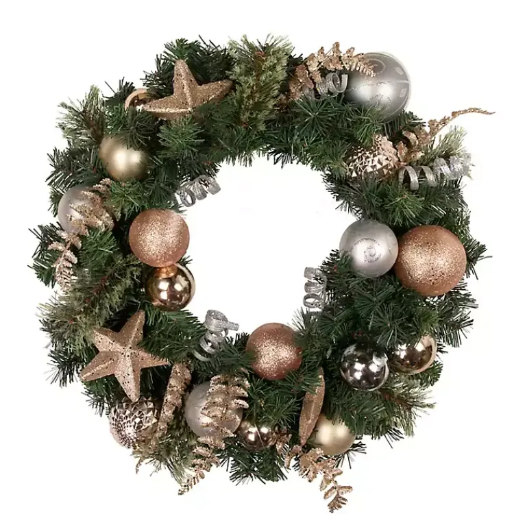 New Pine and Star Ornaments Wreath Christmas Wreaths