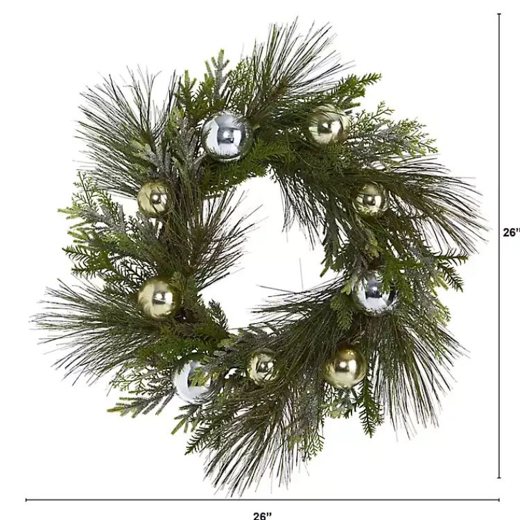 Hot Pine Mix and Ornament Wreath Christmas Wreaths