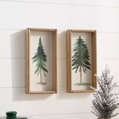 New Pine Trees Beaded Framed Art Prints, Set of 2 Christmas Art & Wall Decor