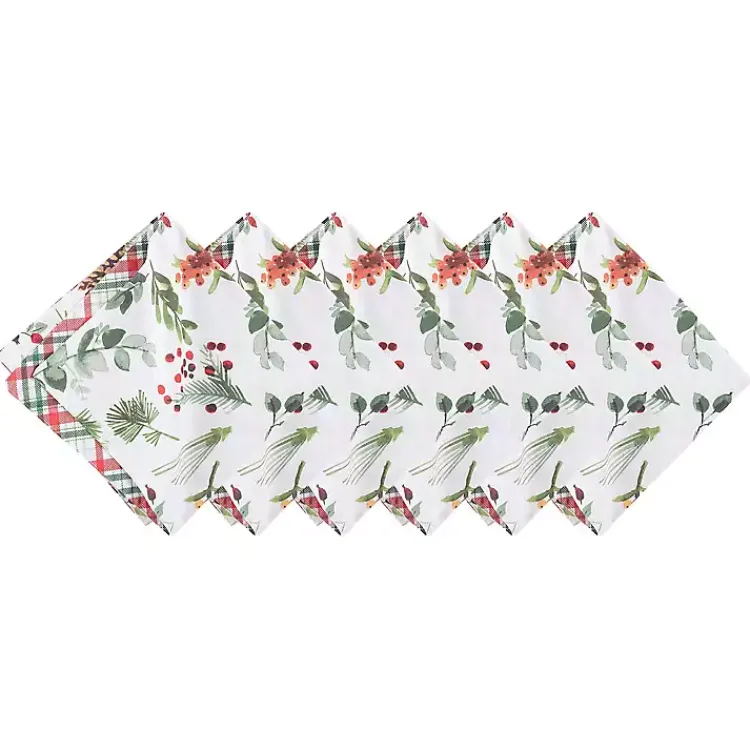 Discount Pinecone and Plaid Reversible Napkins, Set of 6 Christmas Dining & Entertaining