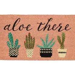Kirklands Home Doormats|Pink Aloe There Coir Doormat