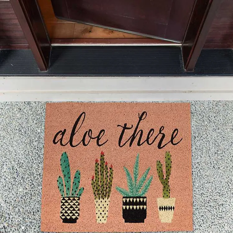 Kirklands Home Doormats|Pink Aloe There Coir Doormat
