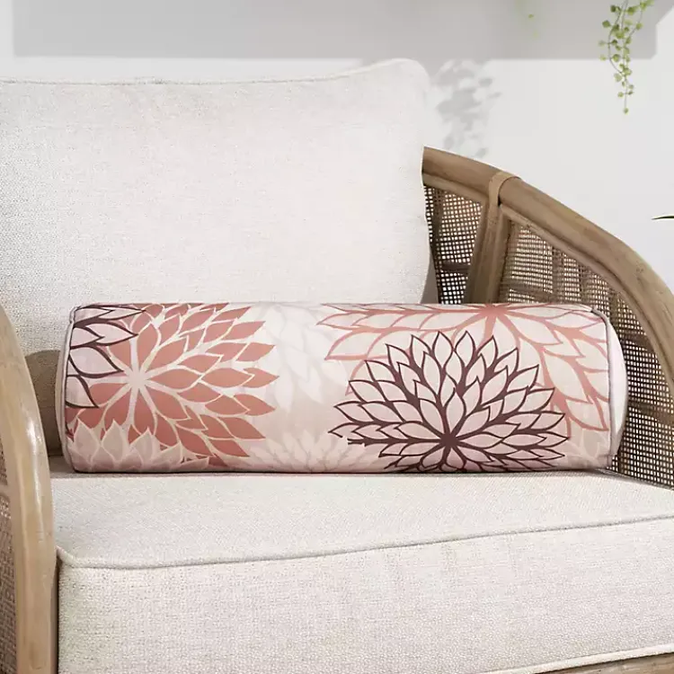 Kirklands Home Outdoor Cushions & Pillows|and Beige Floral Outdoor Bolster Pillow Pink