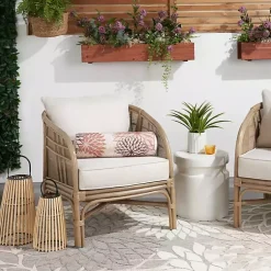 Kirklands Home Outdoor Cushions & Pillows|and Beige Floral Outdoor Bolster Pillow Pink