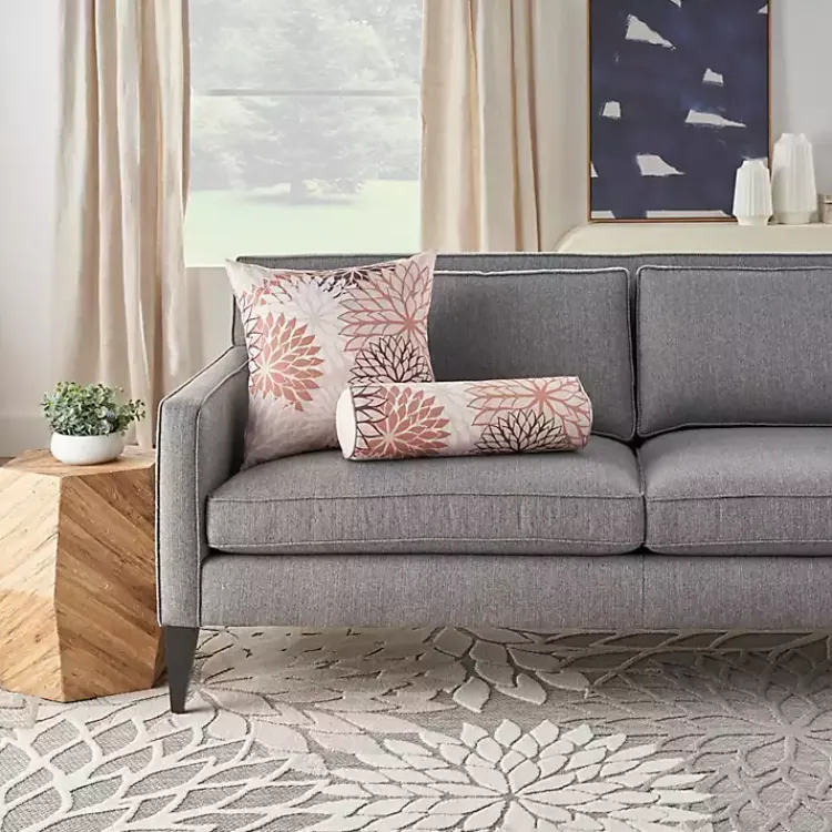 Kirklands Home Outdoor Cushions & Pillows|and Beige Floral Outdoor Bolster Pillow Pink