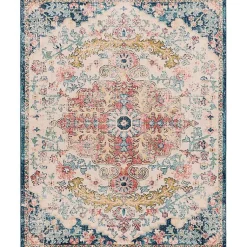 Kirklands Home Area Rugs|Pink and Blue Traditional Medallion Area Rug, 8x12