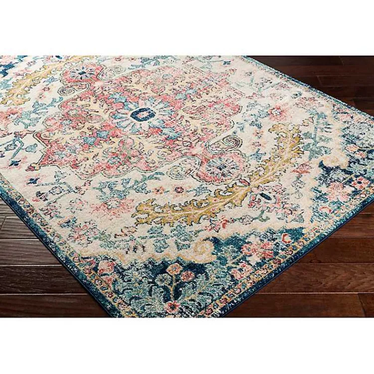 Kirklands Home Area Rugs|Pink and Blue Traditional Medallion Area Rug, 8x12