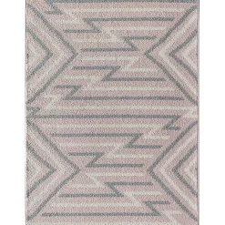 Kirklands Home Area Rugs|Pink and Gray Zigzag Area Rug, 8x10