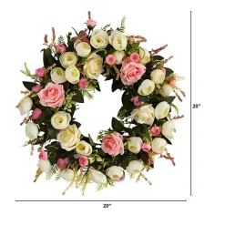 New Pink and Ivory Roses Wreath Wreaths