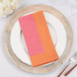 Kirklands Home Table Linens|Pink and Orange Colorblock Napkins, Set of 4