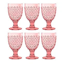 Kirklands Home Glassware & Drinkware|Beaded Acrylic Goblet Wine Glasses, Set of 6 Pink