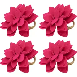 Kirklands Home Table Linens|Blossom Napkin Rings, Set of 4 Pink