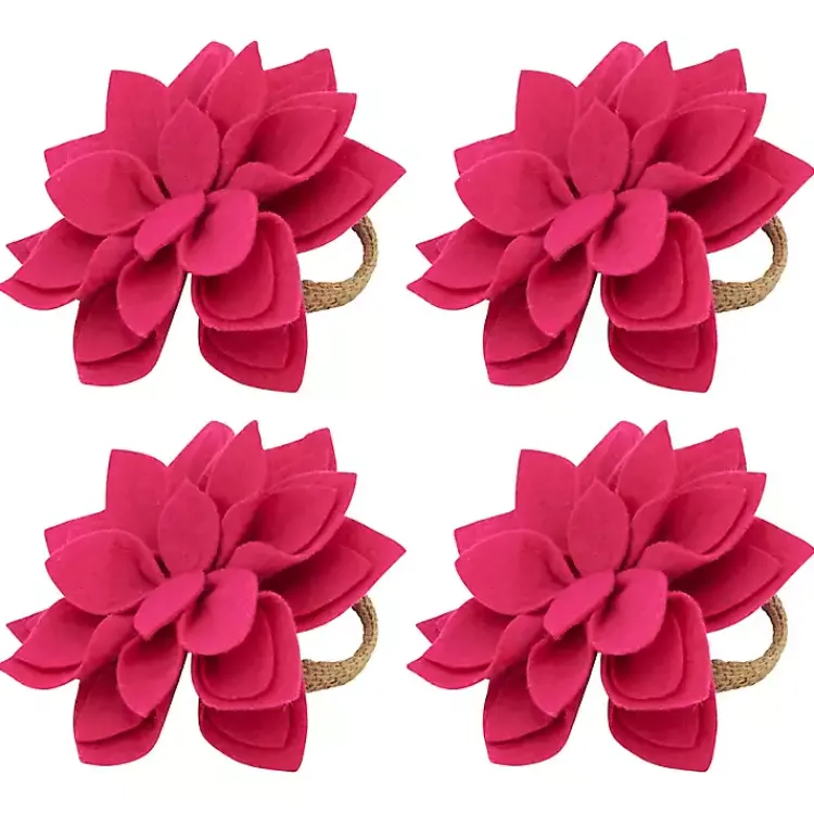 Kirklands Home Table Linens|Blossom Napkin Rings, Set of 4 Pink