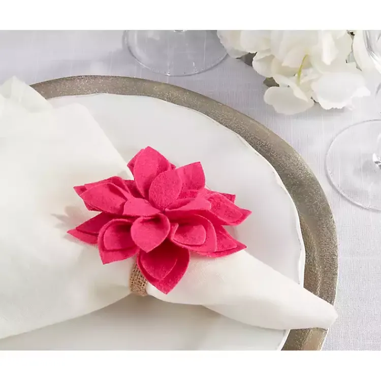 Kirklands Home Table Linens|Blossom Napkin Rings, Set of 4 Pink
