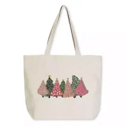 Online Pink Christmas Trees Canvas Tote Bag Christmas Decorations