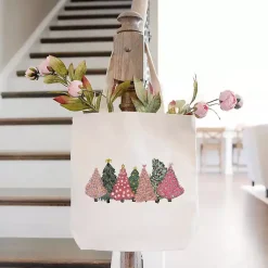 Online Pink Christmas Trees Canvas Tote Bag Christmas Decorations