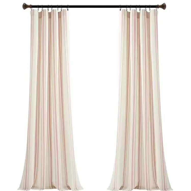 Kirklands Home Curtains & Drapes|Farmhouse Stripe Curtain Panel Set, 84 in. Pink