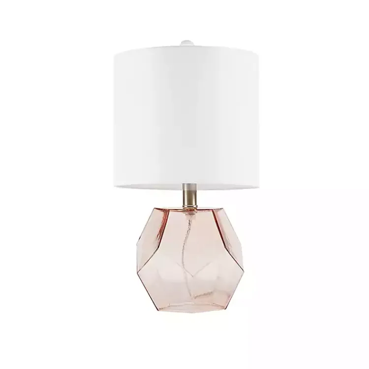 Kirklands Home Table Lamps|Pink Glass Stella Table Lamp White