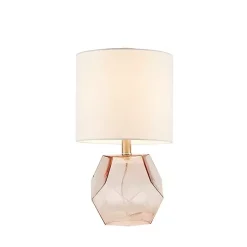 Kirklands Home Table Lamps|Pink Glass Stella Table Lamp White