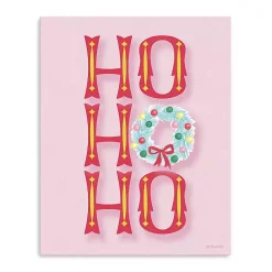 Hot Pink Ho Ho Ho Wreath Canvas Print Christmas Art & Wall Decor