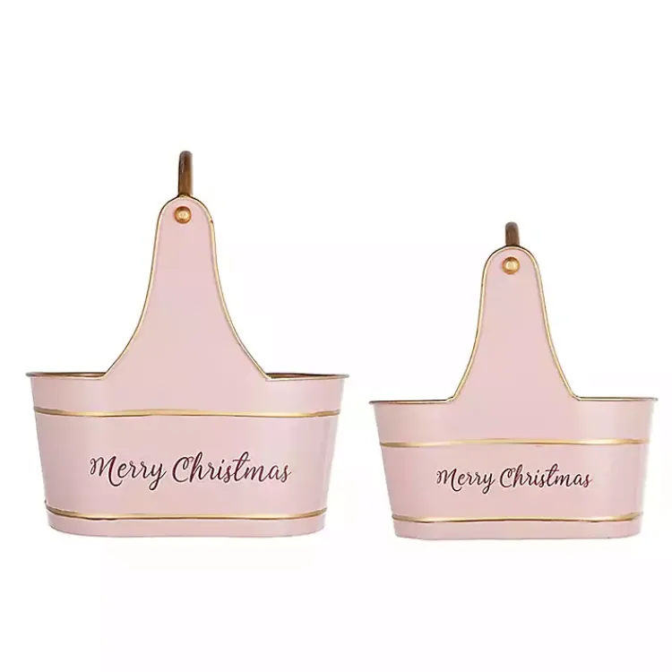 Clearance Iron Merry Christmas Baskets, Set of 2 Christmas Decorations