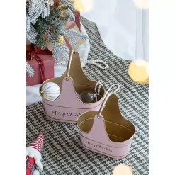 Clearance Iron Merry Christmas Baskets, Set of 2 Christmas Decorations