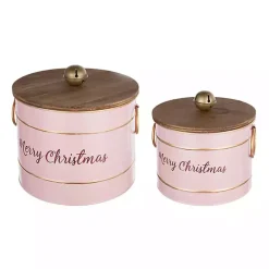 Sale Iron Merry Christmas Lidded Baskets, Set of 2 Christmas Decorations