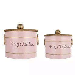 Sale Iron Merry Christmas Lidded Baskets, Set of 2 Christmas Decorations