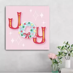 Discount Pink Joy Wreath Canvas Print Christmas Art & Wall Decor
