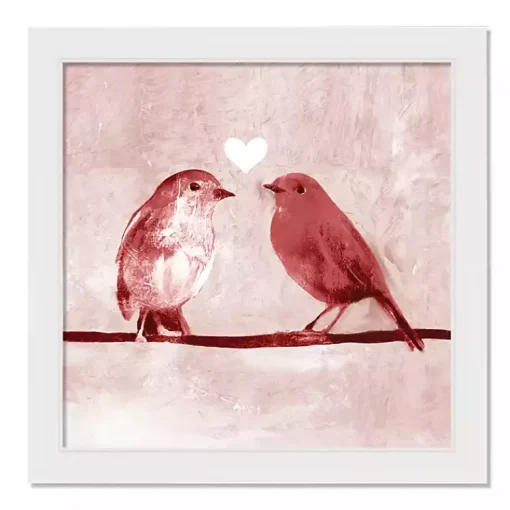 Sale Pink Love Birds Framed Canvas Art Print Valentines Day Decorations