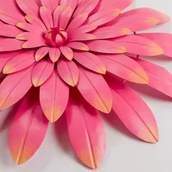 Kirklands Home Outdoor Wall Decor|Metal Flower Outdoor Wall Plaque Pink