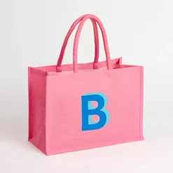 New Monogram B Jute Tote Bag Monogram Seasonal Decor