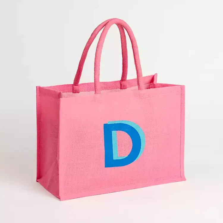 Clearance Monogram D Jute Tote Bag Monogram Seasonal Decor