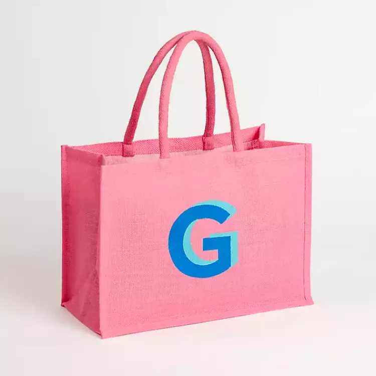 Online Monogram G Jute Tote Bag Monogram Seasonal Decor