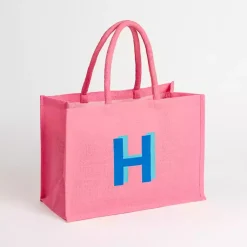 New Monogram H Jute Tote Bag Monogram Seasonal Decor