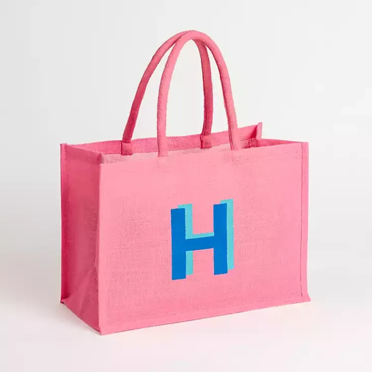 New Monogram H Jute Tote Bag Monogram Seasonal Decor