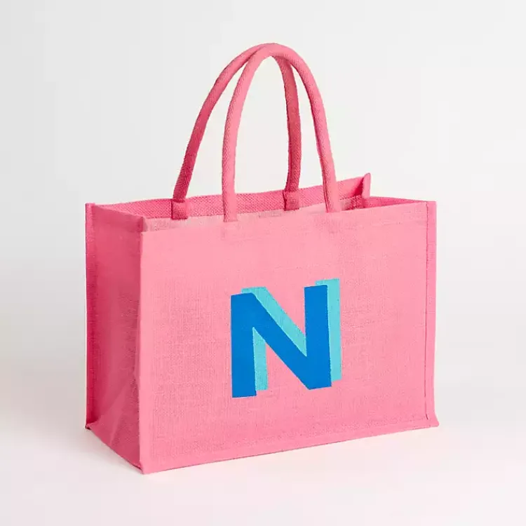 New Monogram N Jute Tote Bag Monogram Seasonal Decor