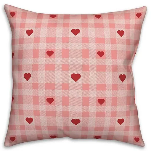 Plaid Hearts Throw Pillow Valentines Day Decorations