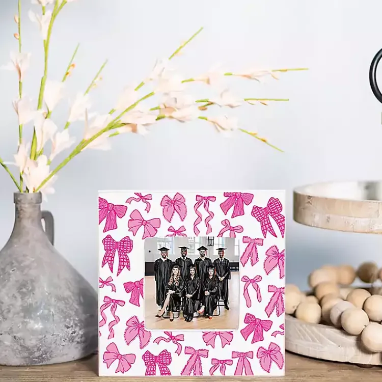 Discount Pink Preppy Bows Picture Frame Picture Frames