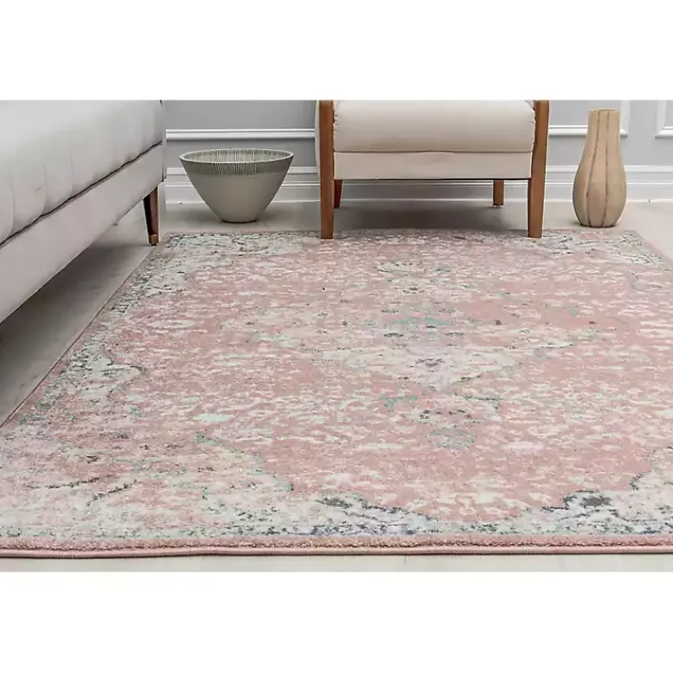 Kirklands Home Area Rugs|Pink Rose Medallion Area Rug, 5x7