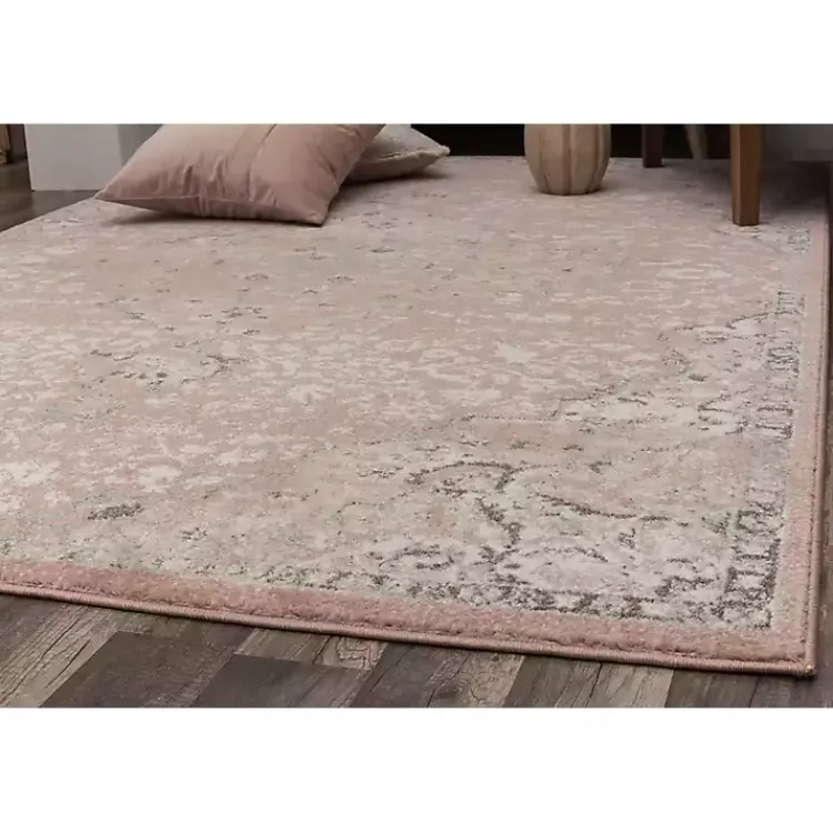 Kirklands Home Area Rugs|Pink Rose Medallion Area Rug, 5x7
