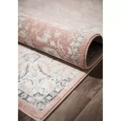 Kirklands Home Area Rugs|Pink Rose Medallion Area Rug, 5x7