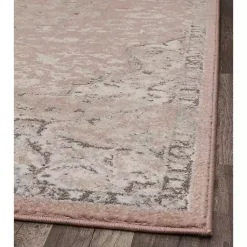 Kirklands Home Area Rugs|Pink Rose Medallion Area Rug, 5x7
