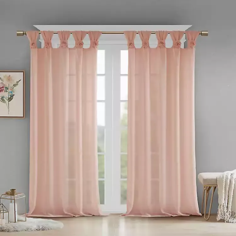 Kirklands Home Curtains & Drapes|Rosette Tab Top Curtain Panel, 63 in. Pink