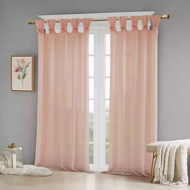 Kirklands Home Curtains & Drapes|Rosette Tab Top Curtain Panel, 84 in. Pink