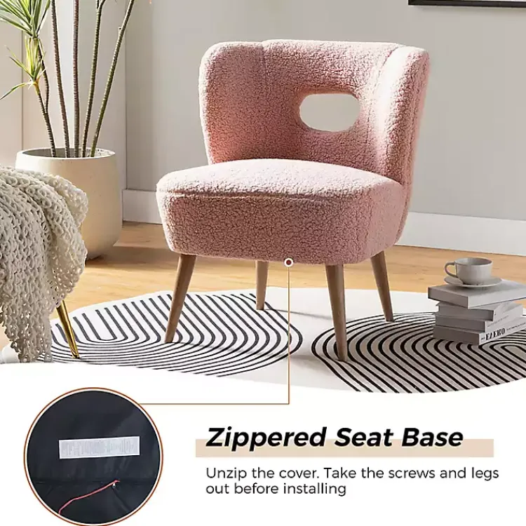 Kirklands Home Accent Chairs|Sherpa Barrel Accent Chair Pink