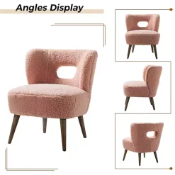 Kirklands Home Accent Chairs|Sherpa Barrel Accent Chair Pink