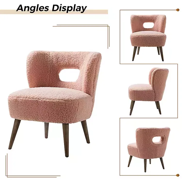 Kirklands Home Accent Chairs|Sherpa Barrel Accent Chair Pink